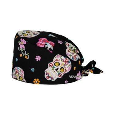 Imagem de Touca Cirúrgica Ajustável Unissex Com Estampa De Caveira, Respirável, 