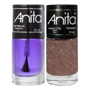 Imagem de Esmalte Hard Core Glitter + Top Brilho 10ml Anita
