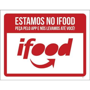 Imagem de Kit 10 Placa Acm Estamos No Ifood Peça Pelo App 18X23