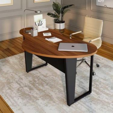 Imagem de Mesa de Reunião Orgânica 173cm x 94cm com Pés Metal p/ Escritório F5 O