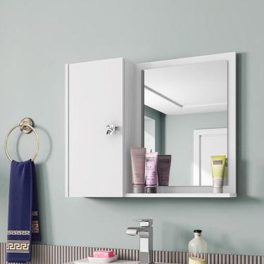 Imagem de Espelheira Com Armario Genova Branco Branco