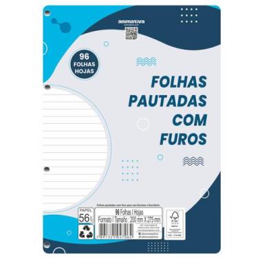 Imagem de Refil Fichário A4 Pautado 96 Folhas Com Furos Animativa
