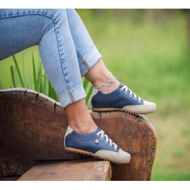 Imagem de mocatênis De Couro Feminino  Azul Marinho - Izabella Araújo, Marinho, 