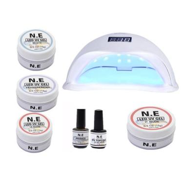 Imagem de Kit 4 Gel Primer Top Coat Unhas Gel Cabine Sun5 48w Led - New Earth - 