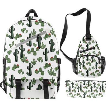 Imagem de Conjunto de mochilas florais com estampa 3D para crianças e escola com