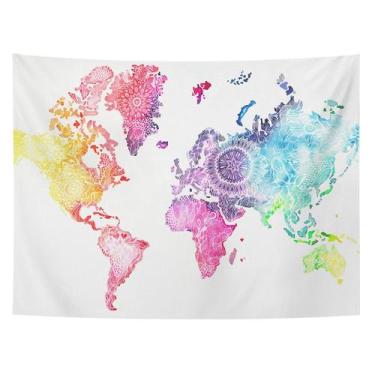 Imagem de Microtecido de parede Tapeçaria Nordic World Map 150x130cm - yiweisai