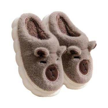 Imagem de Pantufas De Inverno Unissex Com Forro De Pelúcia, Sola Grossa E Espuma