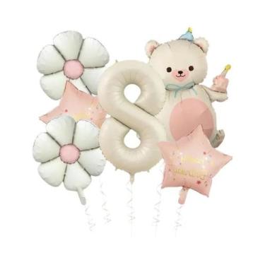 Imagem de Balão Matte Daisy De 40 Polegadas, 6 Peças, Creme, Feliz Aniversário, 