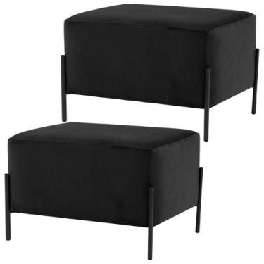 Imagem de Kit 02 Puff Retangular Decorativo Status 60x45 D02 Pés de Aço Veludo P