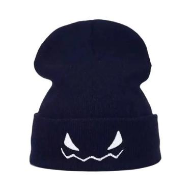 Imagem de Gorro De Malha Unissex Quente De Inverno Com Bordado De Caveira, Touca
