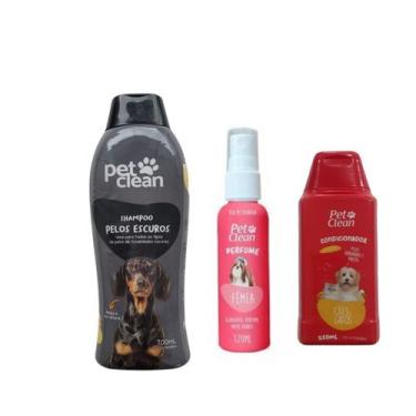 Imagem de Kit POP Pet Clean Shampoo + Perfume + Condicionador Pet Cães, Pelos Es