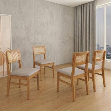 Imagem de Conjunto 4 Cadeiras Madeira Maciça Origem Amendoa