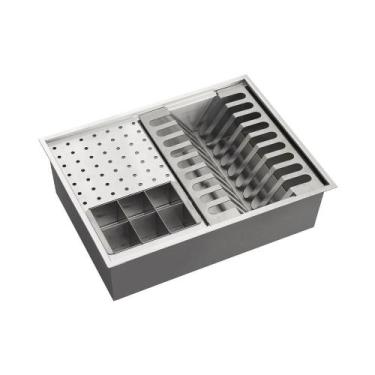 Imagem de Escorredor Embutido Para Cozinha Gourmet Aço Inox 304 Baniwa 43x33 cm 
