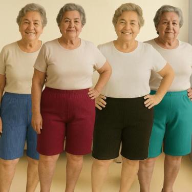 Imagem de Kit 04 Bermudas Plus Size Gorgurão Feminina Senhora Básica - Felicity,