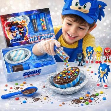 Imagem de Ovo De Páscoa De Confeiteiro de Colher Sonic + Boneco Surpresa E Confe