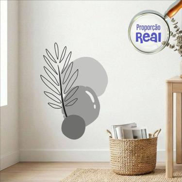 Imagem de Adesivo Floral Boho Cinza Estilo Nórdico 55x80 Minimalista Mod.02
