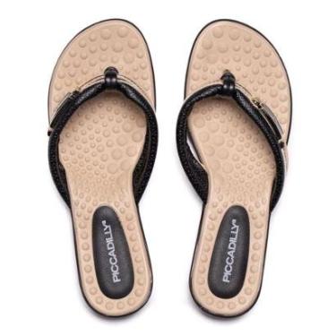 Imagem de Chinelo Anabela Feminino Piccadilly Napa Preto/Bege-Feminino