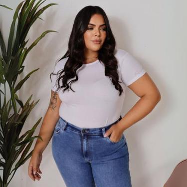 Imagem de Blusa Baby Look Basica Curvy Feminina Revanche Zadar, G1, Branco