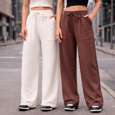 Imagem de Kit 2 Calças Pantalona Feminina Moletinho Dia a Dia-Feminino