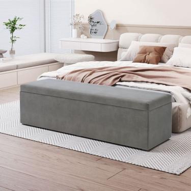 Imagem de Calçadeira Baú Lua em Veludo para Cama Box Casal Queen 160cm