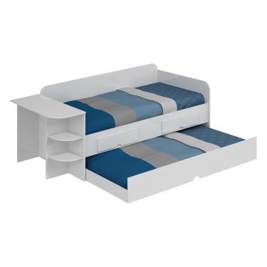 Imagem de Sofá Cama Helena com Escrivaninha e 2 Gavetas em MDF 232cm Branco Permóbili