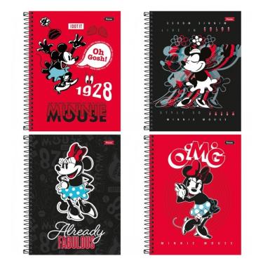 Imagem de Caderno Colegial Espiral Capa Dura Foroni Minnie Vintage 160 Folhas Pautadas Formato 177X240MM 10 Matérias Preto
