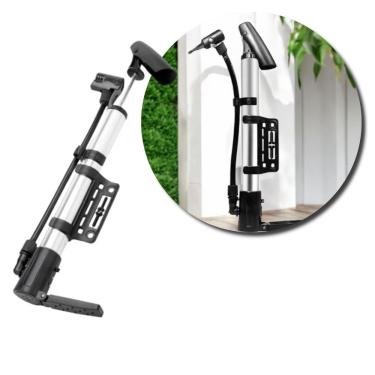 Imagem de Bomba de Ar Manual com Suporte para Pneus e Infláveis Multiuso Bico Fino e Grosso Uso Doméstico Esportivo Fullcommerce
