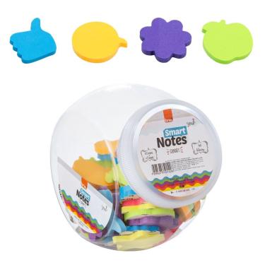 Imagem de Bloco de Recado Autoadesivo BRW Smart Notes Sundry Formas com 50 Folhas Pote com 48 Unidades Colorido