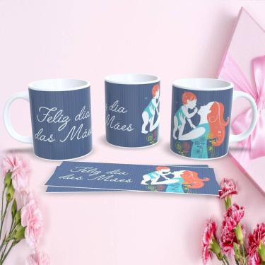 Imagem de Caneca de Porcelana Mães Estampa 10 para Presente Dia das Mães 325ML Apta micro-ondas e lava-louças Branco Outras Marcas
