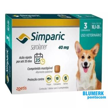 Imagem de Simparic 40mg Para Caes 10 a 20kg Kit Com 3 Comprimidos - afg