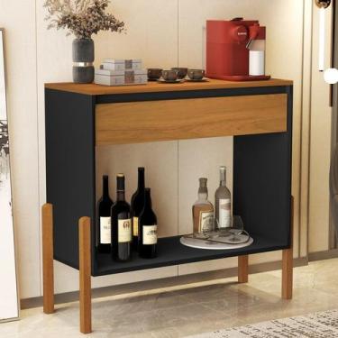 Imagem de Aparador Hall de Entrada Líbano MDF 1 Gaveta Pés em Madeira Cor:Preto/