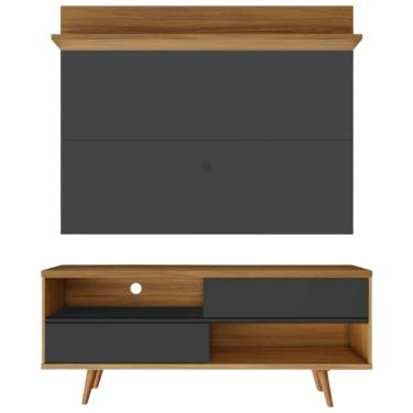 Imagem de Bancada Retrô com Painel para TV de até 50 Polegadas Notável Preto / Freijó Trend 