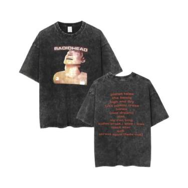 Imagem de Camiseta Unissex Oversized De Algodão Lavado Da Banda De Rock Radiohea
