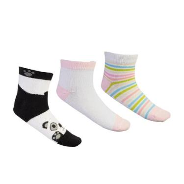Imagem de Meia Molekinha Infantil Kit C-3 Pares MK24-27991, 19, Preto, Branco