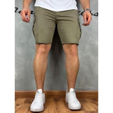 Imagem de Bermuda Masculina Jeans Bolso Cargo Com Algodão - JST Jeans, Verde fol