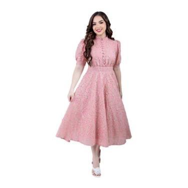 Imagem de Vestido Midi Gode de Lese Evangelico Festa Natal Ano Novo - ZAMPA, Ros