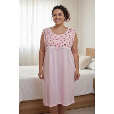 Imagem de Camisola Senhora Regata Pala C/estampa Plus Size Nº 50 Ao 54 - Formosa