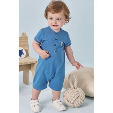 Imagem de Macacão Bebê Menino em Malha Fish com Elastano LucBoo, Azul, P