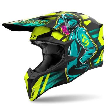 Imagem de Capacete Motocross Airoh Wraap Cyber Amarelo Trilha Off Road, Amarelo 