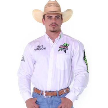 Imagem de Camisa Radade Country Bordada RDE Green Bull Team P/ Rodeio, Branco, E