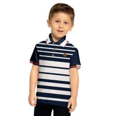 Imagem de Camisa Menino Milon Polo Cotton Listrada Azul Marinho