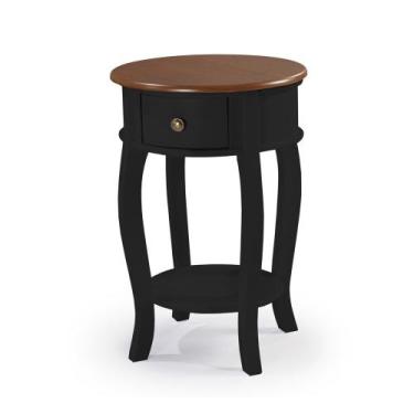 Imagem de Mesa Lateral Redonda com 1 Gaveta e Prateleira 1035 Linz Móveis, Preto