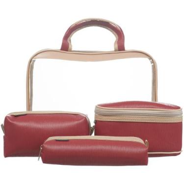Imagem de Necessaire Feminina 4 Peças Bolsa Organizadora Viagem Cosméticos Maqui