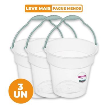 Imagem de Kit 3 Baldes Plásticos Oba com Alça Anatômica 15L Transparente Sanremo