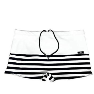 Imagem de Sunga adulto boxer branco e listra preto com branco - Bim Beachwear, P