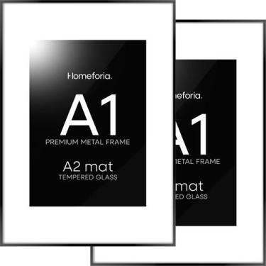 Imagem de Porta-retrato Homeforia A1 preto em metal 60 x 84 cm, kit com 2