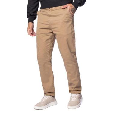 Imagem de Calça Masculina Hmo Reta Sarja Elegante Caqui, Caqui, 48