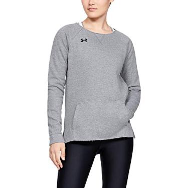 Imagem de Under Armour Camiseta Feminina Hustle Fleece Gola Redonda, Cinza Verdadeiro Heather (025)/Preto, PP