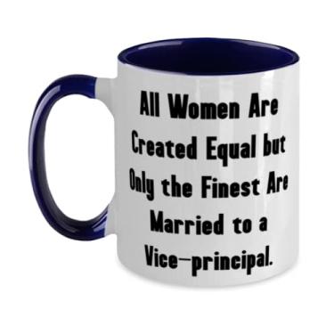Imagem de Presentes engraçados para esposa, All Women Are Created Equal But Only The Finest Are Married to a Vice, Caneca de dois tons de 325 ml para esposa do marido