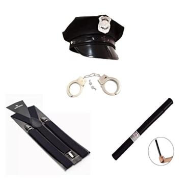 Imagem de Fantasia Policial Quepe Algema Suspensório e Cassetete